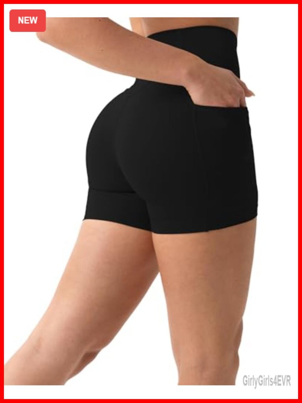 High Waisted Biker Shorts Pockets Compressive 4" Butt Sculpting Women's